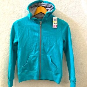 🌼4/$10🌼 NWT LAYER 8 Blue and Gray Casual Zip-Up Hooded Sweatshirt | Girl Medium